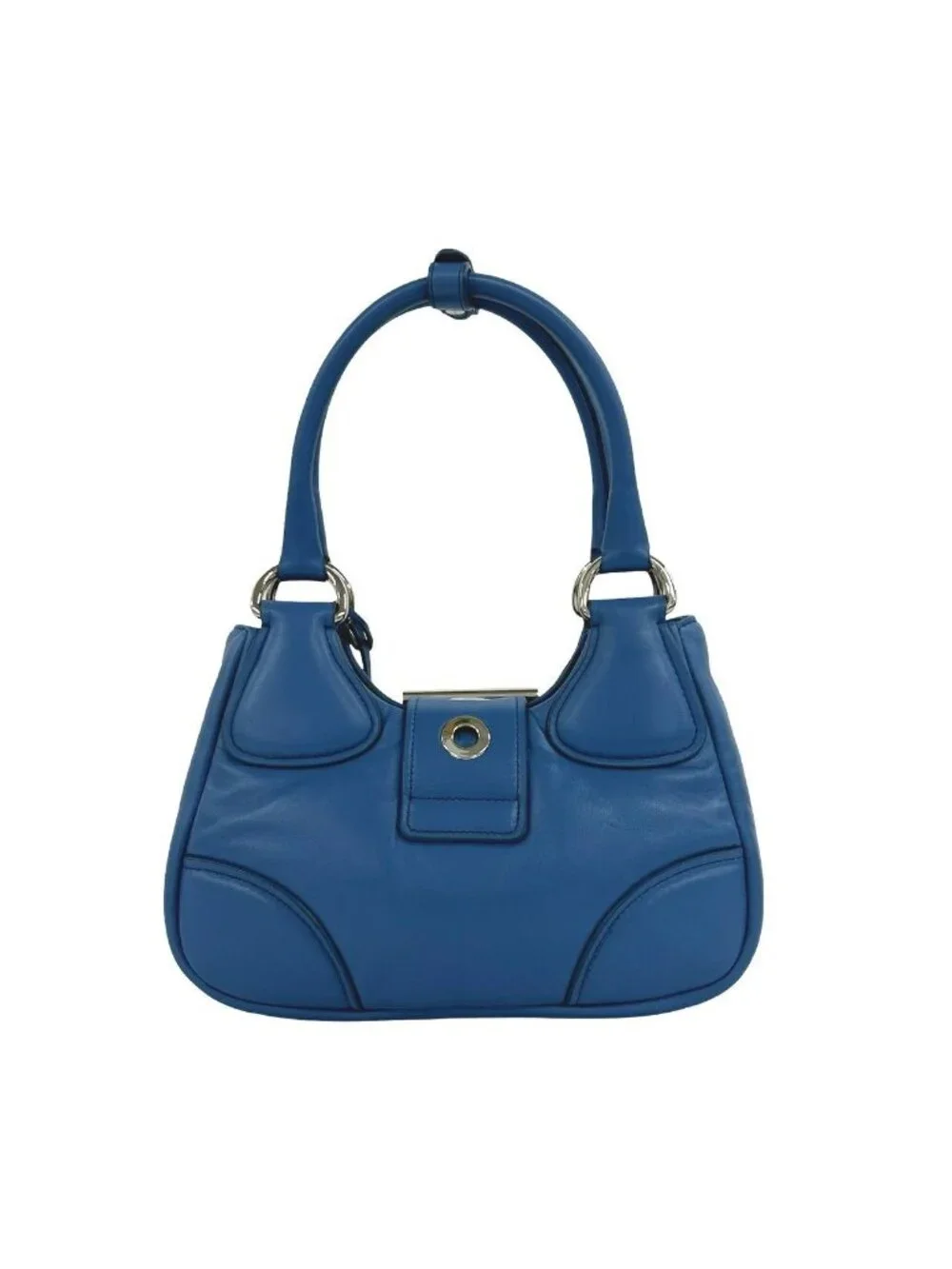 Prada Re Edition Triangle Logo Nappa Leather 2-Way Shoulder Bag Pochette Blue
